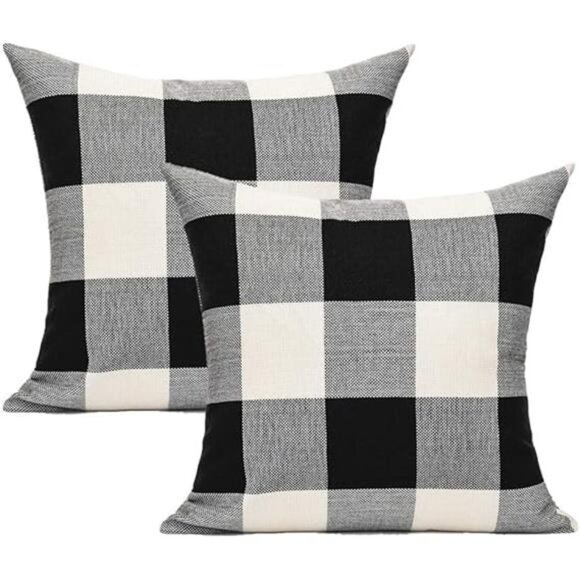 Outdoor Farmhouse Buffalo Plaids Throw Pillow Covers 18x18 Set of 2 - Picture 7 of 7